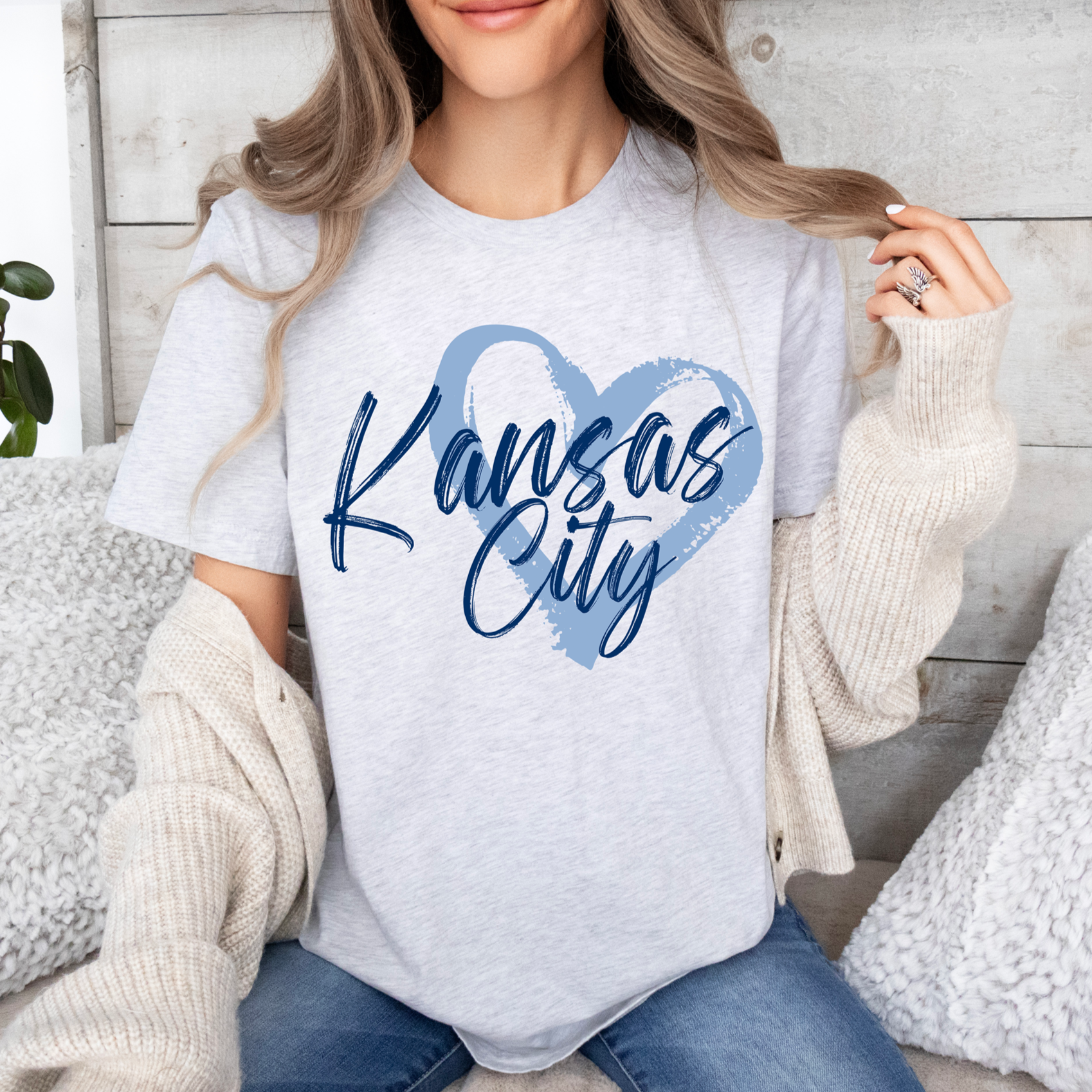 Kansas City Paintbrush Navy Heart Tee OR Sweatshirt