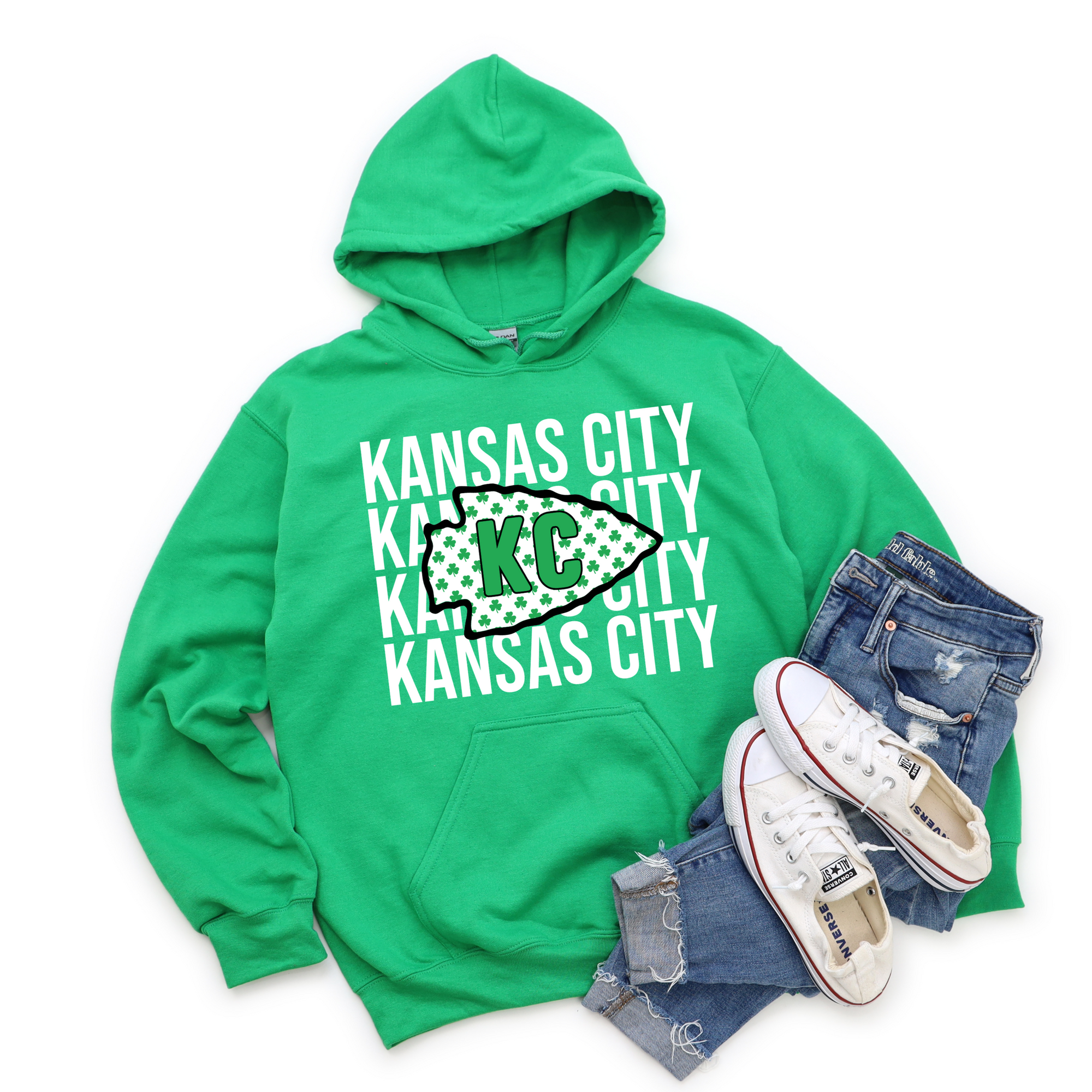Kansas City Repeat Arrowhead Shamrock Tee OR Sweatshirt