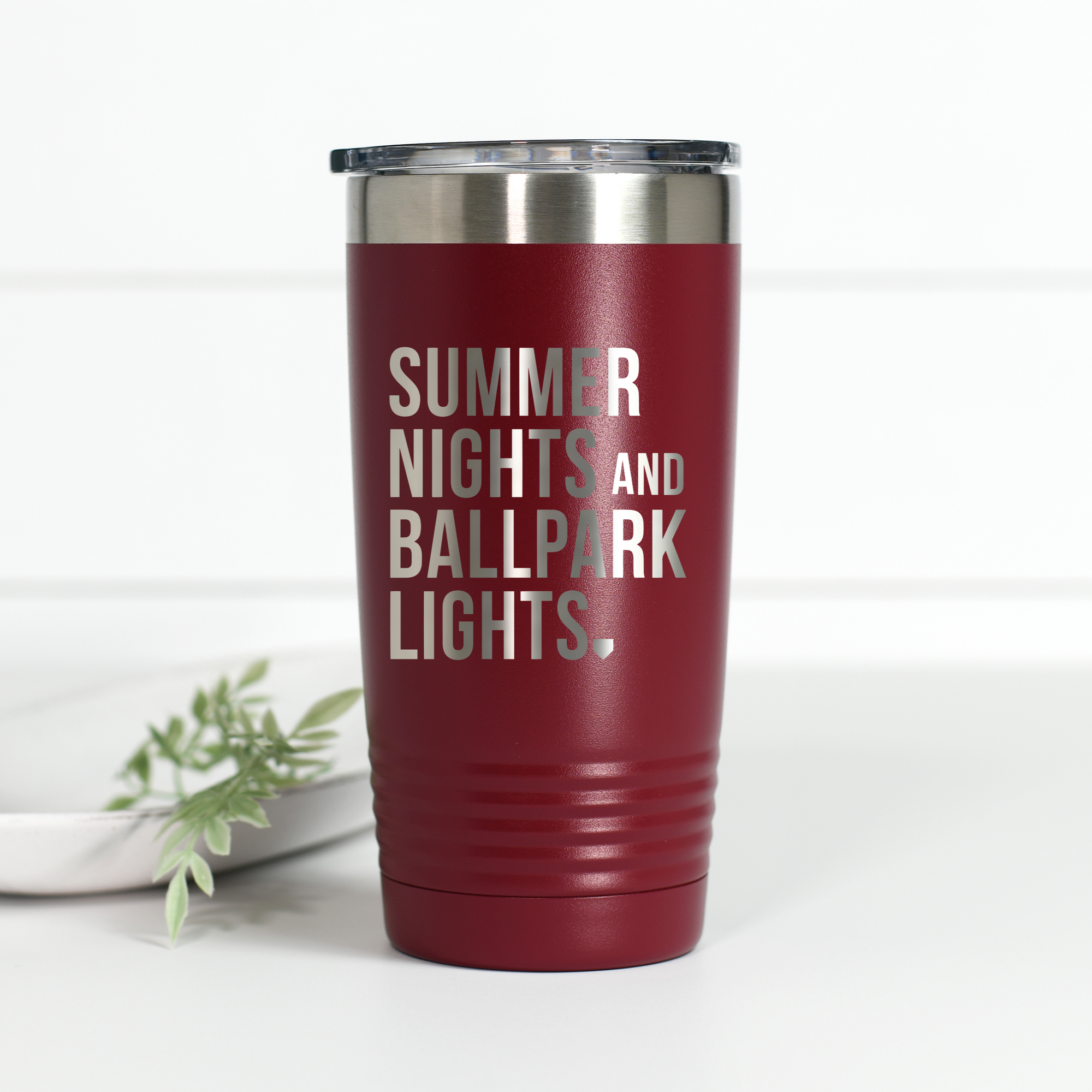 Summer Nights Ballpark Lights 20 oz Engraved Tumbler