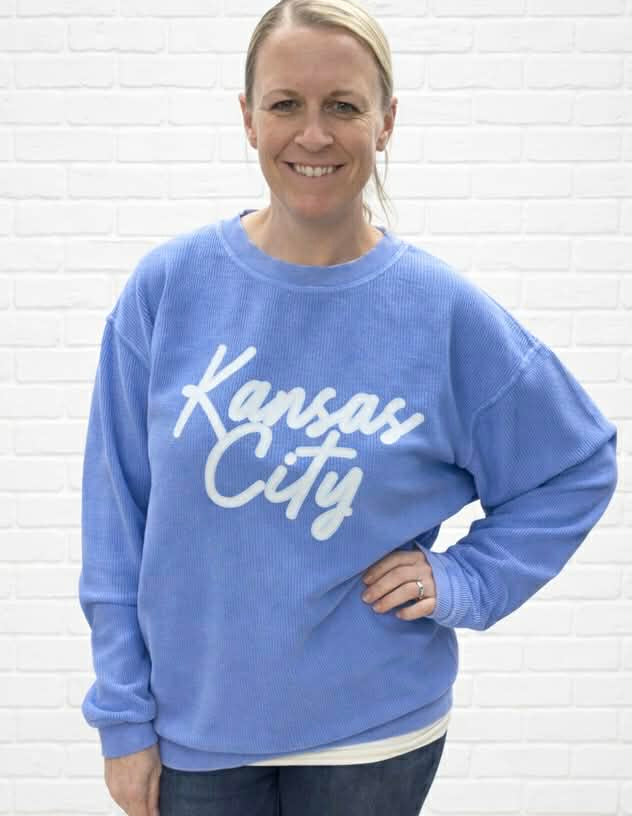 Kansas City Light Blue Corded Crew