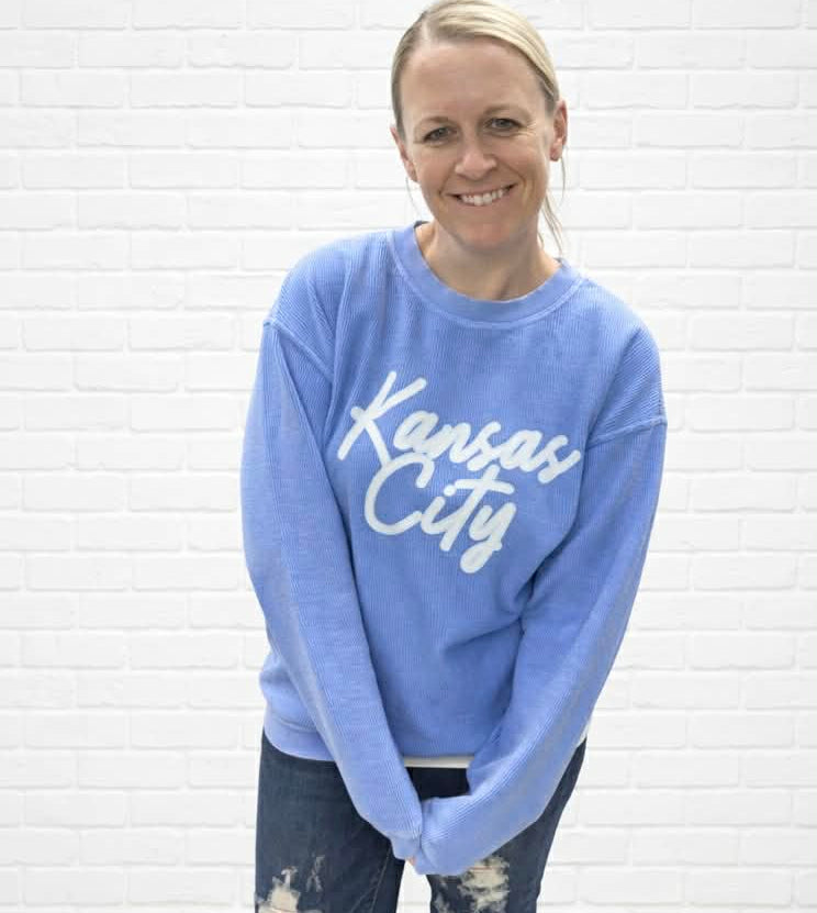 Kansas City Light Blue Corded Crew