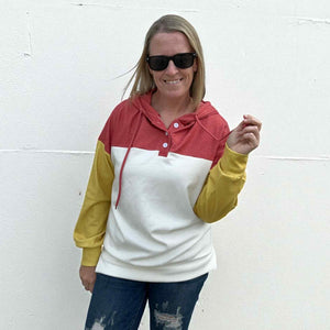 Heather Red Micro Fleece 3-Button Hood