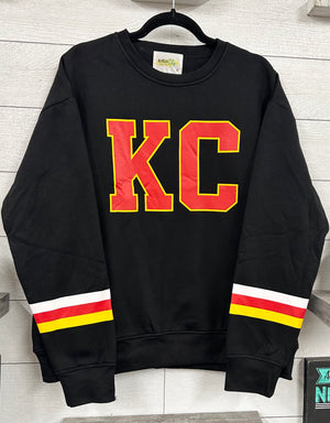 KC Black Varsity Sleeve Crew