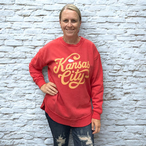 Kansas City Red Script Poncho Fleece