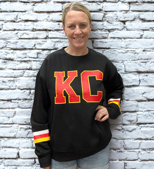 KC Black Varsity Sleeve Crew