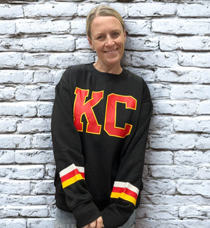 KC Black Varsity Sleeve Crew