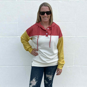 Heather Red Micro Fleece 3-Button Hood