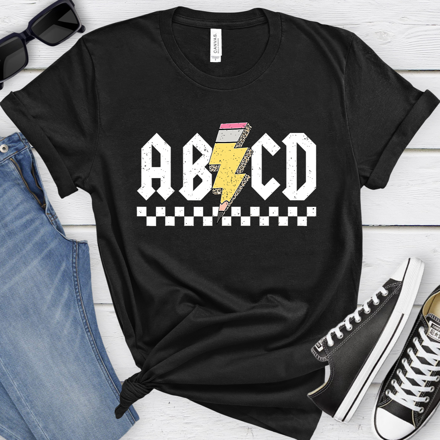 ABCD Rock n Roll Teacher Tee