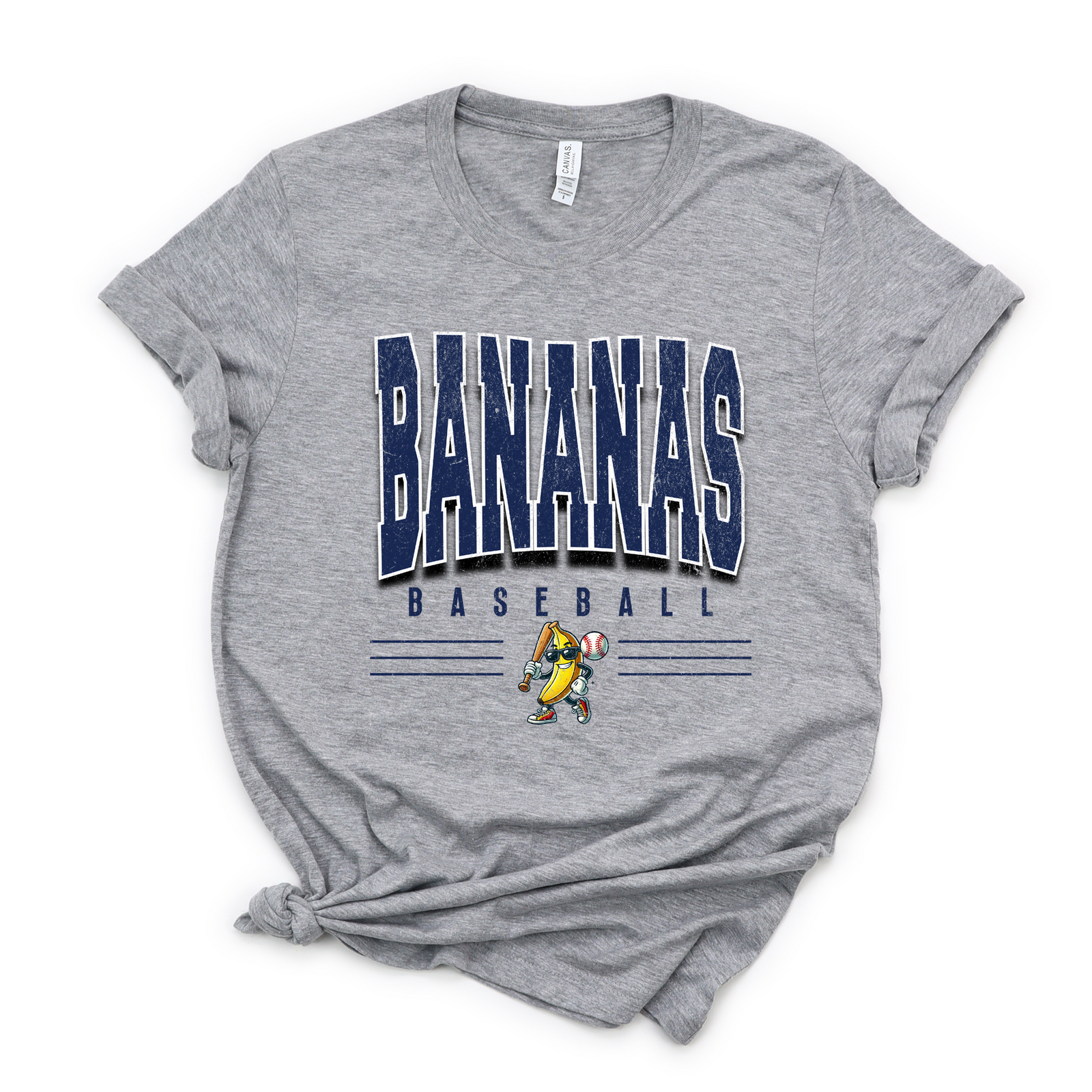 Bananas Baseball Gray Tee - Adult and Youth
