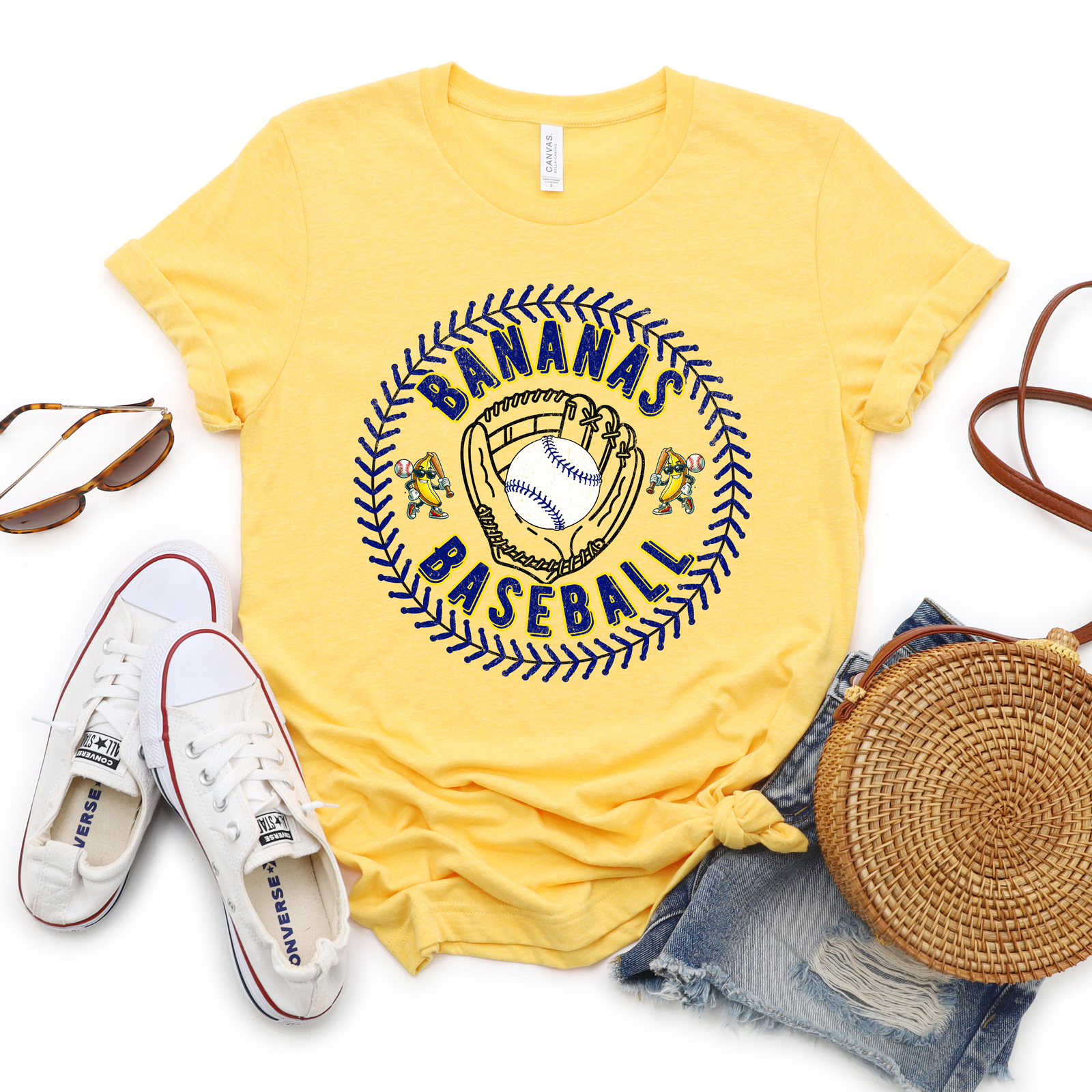 Bananas Baseball Round Tee - Adult and Youth