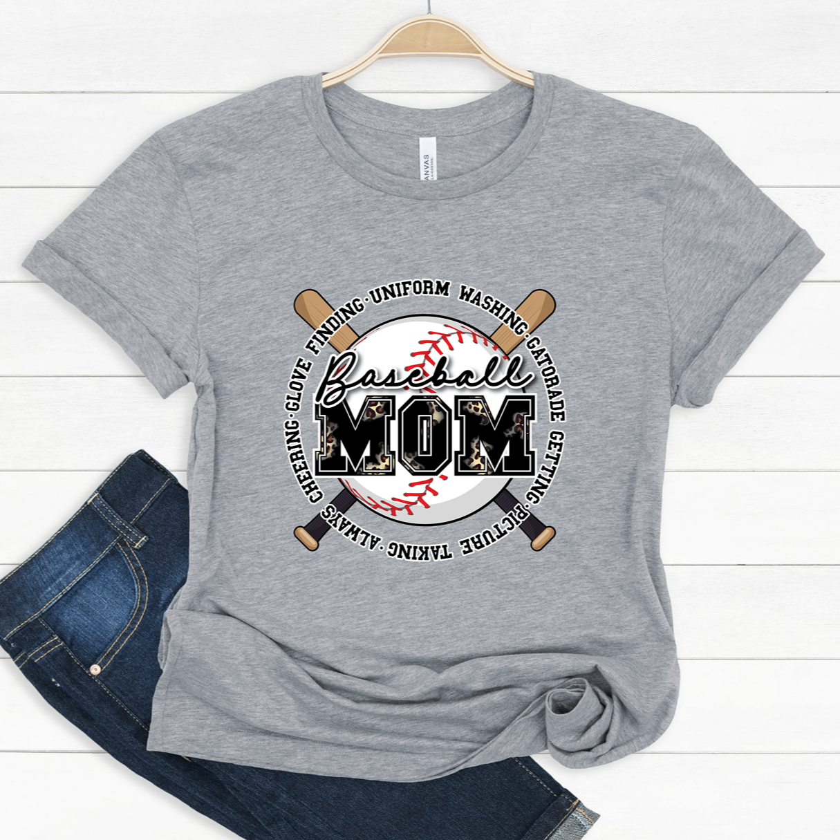 Baseball or Softball Mom Crossed Bats Tee OR Sweatshirt