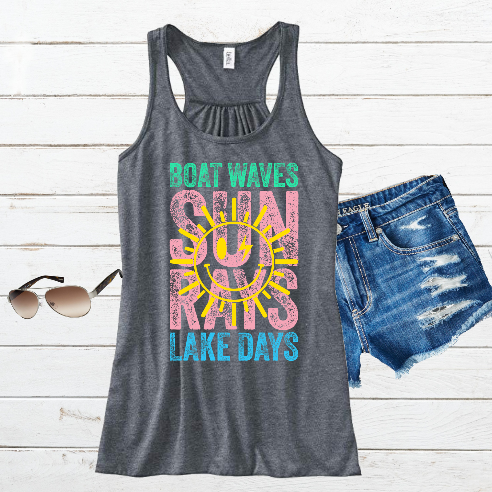 Boat Waves Sun Rays Tank