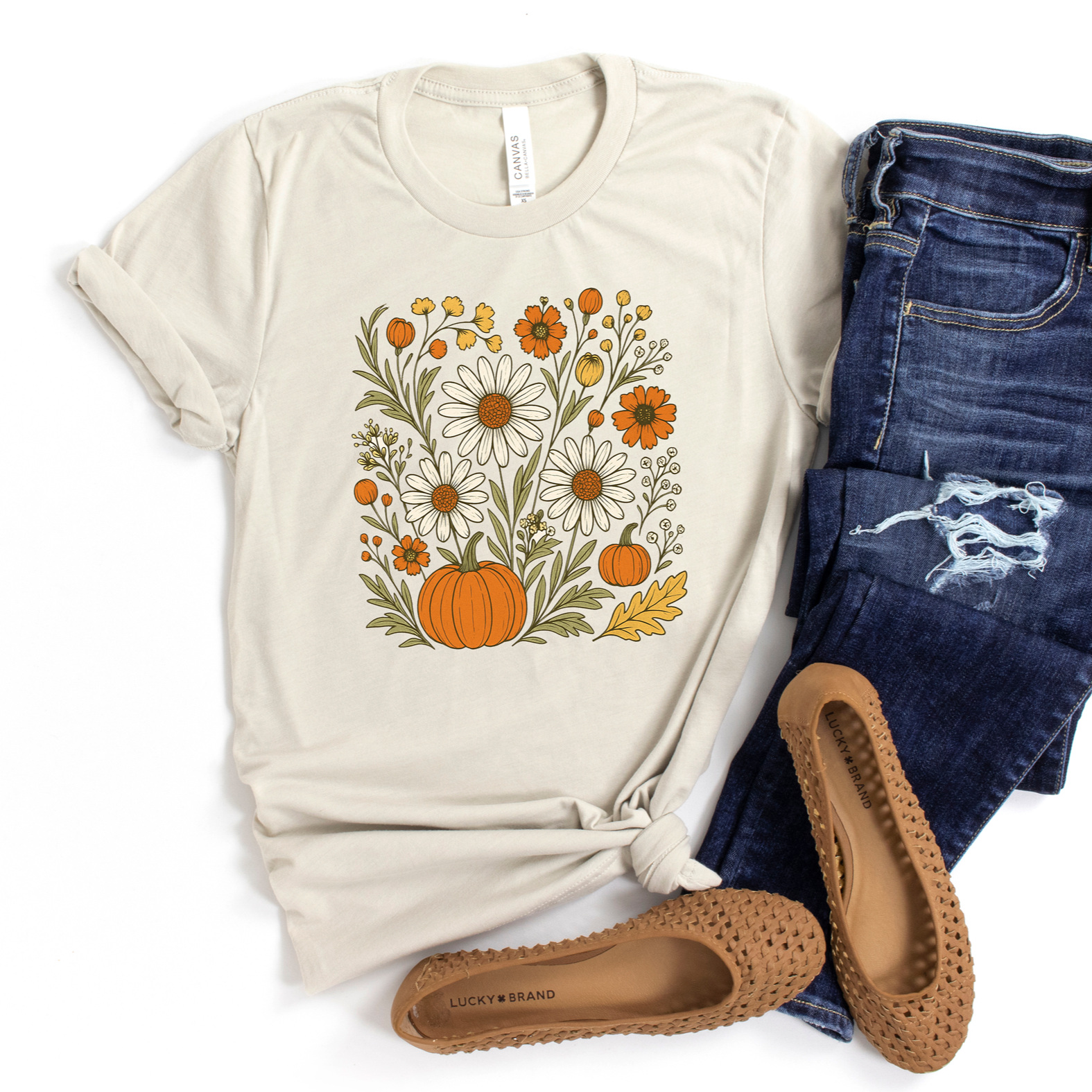 Boho Pumpkin Floral Tee OR Sweatshirt