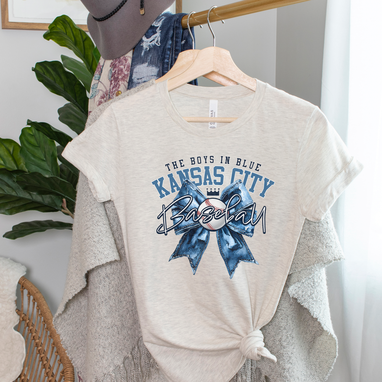 Kansas City Boys in Blue Denim Bow Tee OR Sweatshirt