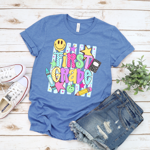 Grade Level Neon Stripes Tee (Pre-K Through 5th) - Adult and Youth