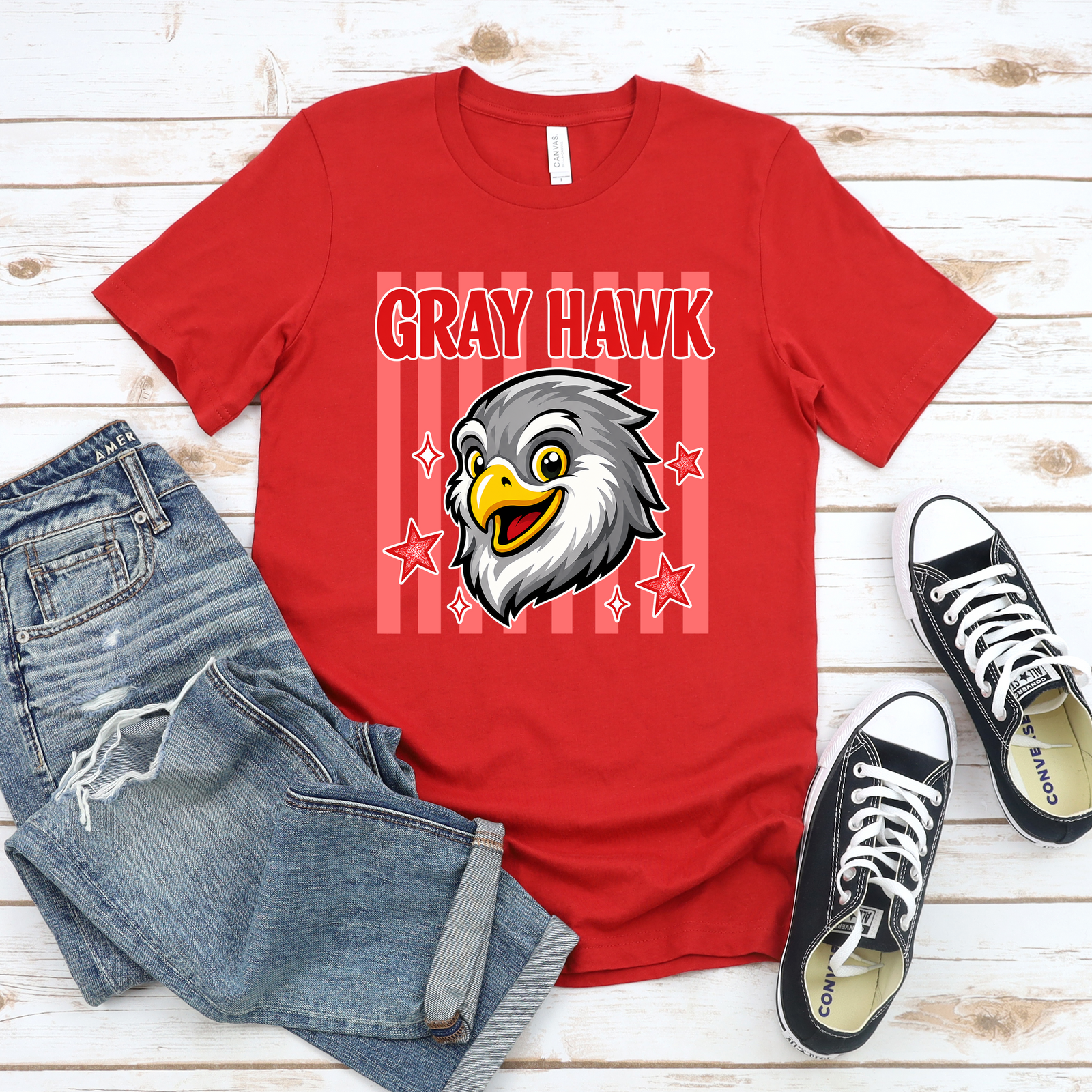 Gray Hawk or Bobcats Tone Stripes Tee or Sweatshirt