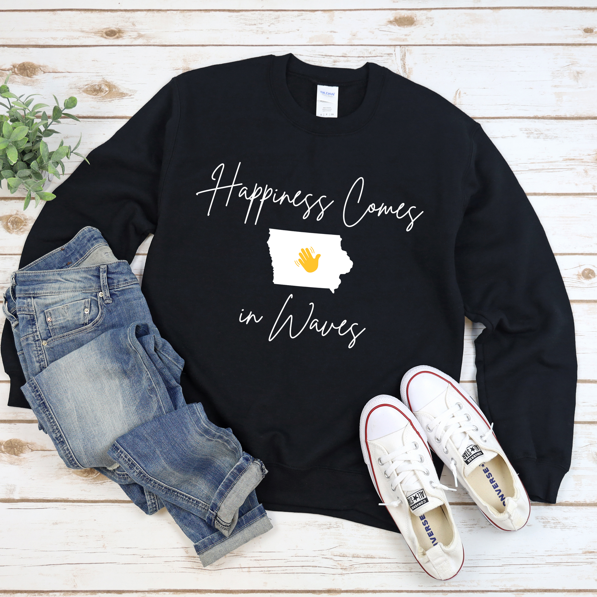 Happiness Comes in Waves Iowa Tee or Sweatshirt