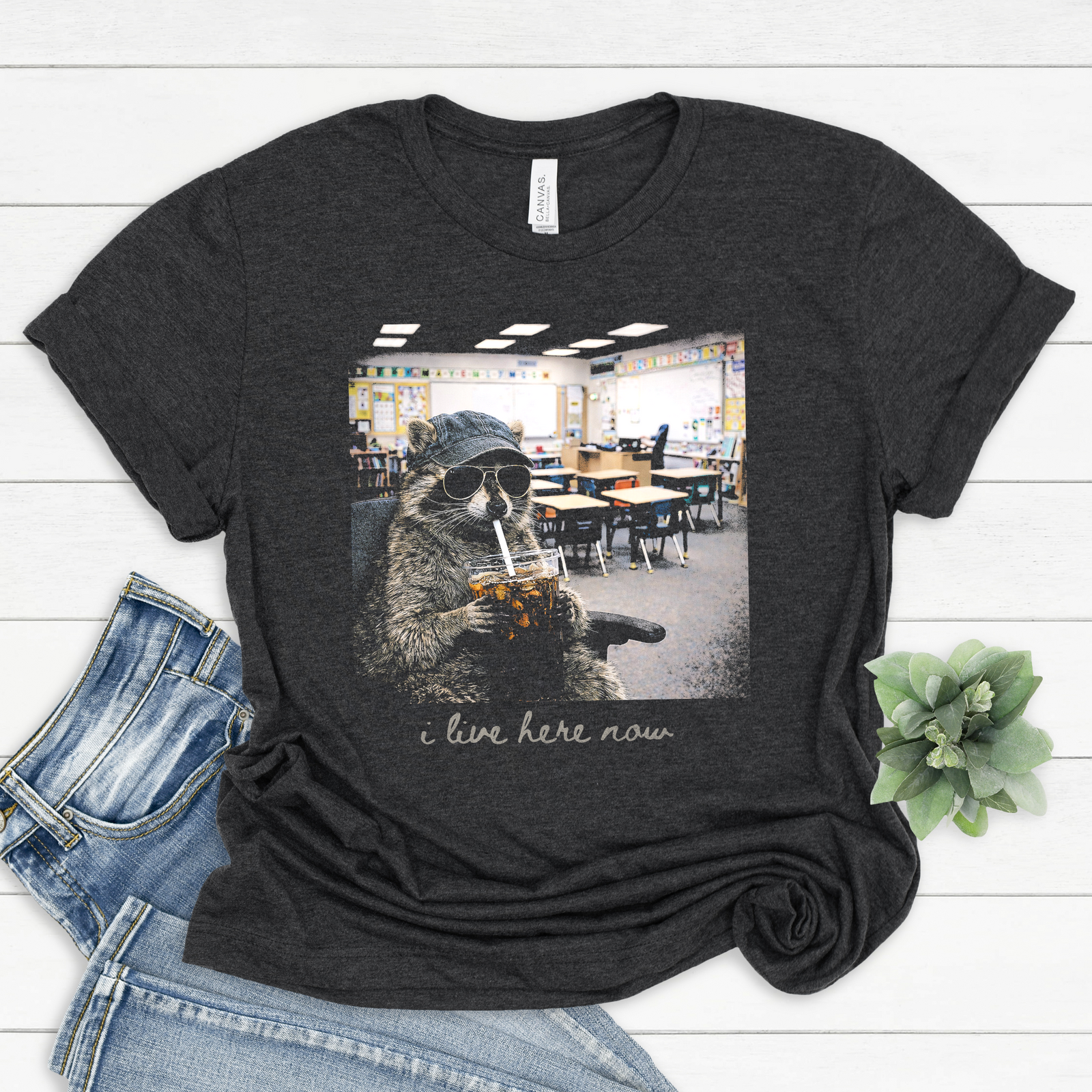 I Live Here Now Teacher Classroom Tee