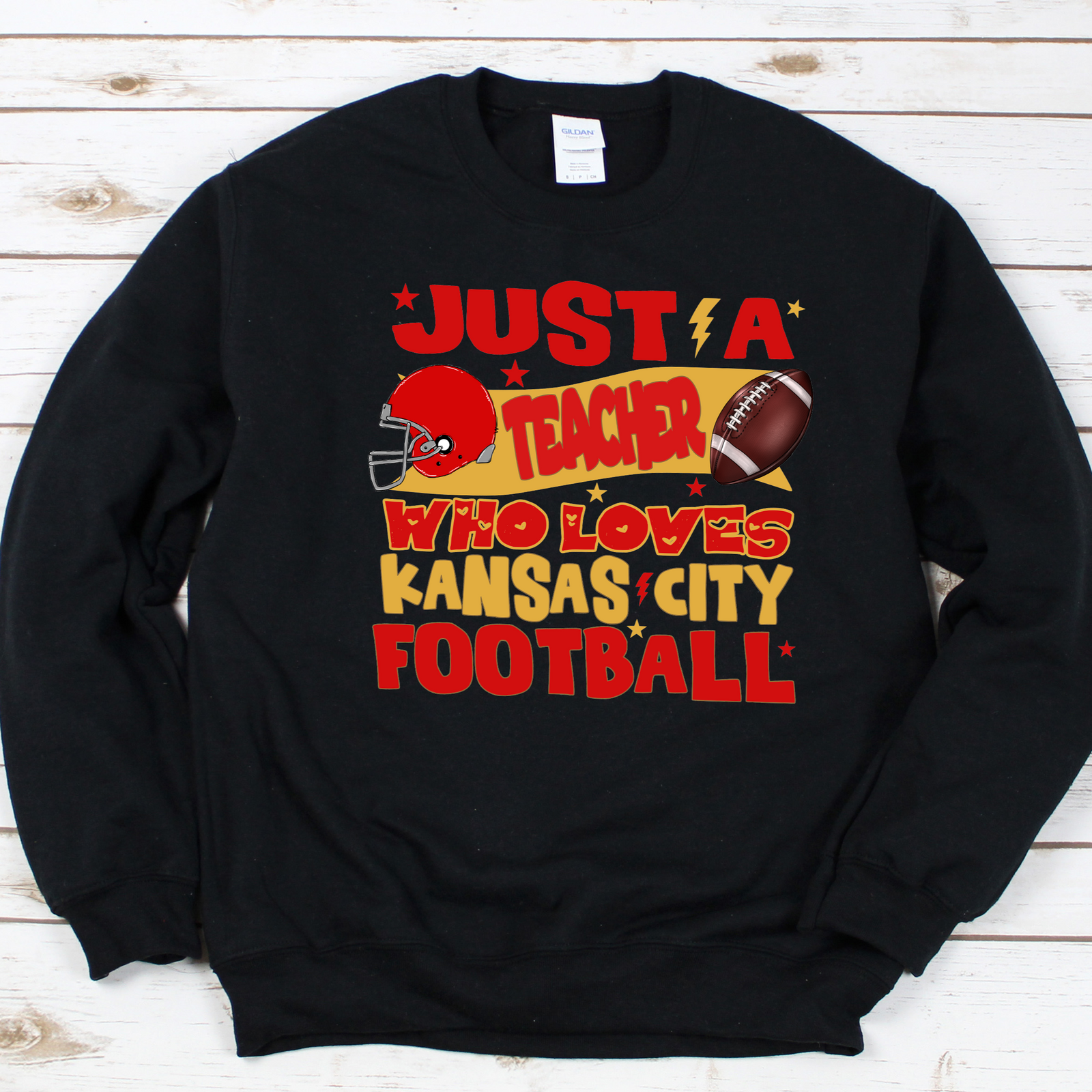 Just a Teacher Loves KC Football Tee OR Sweatshirt