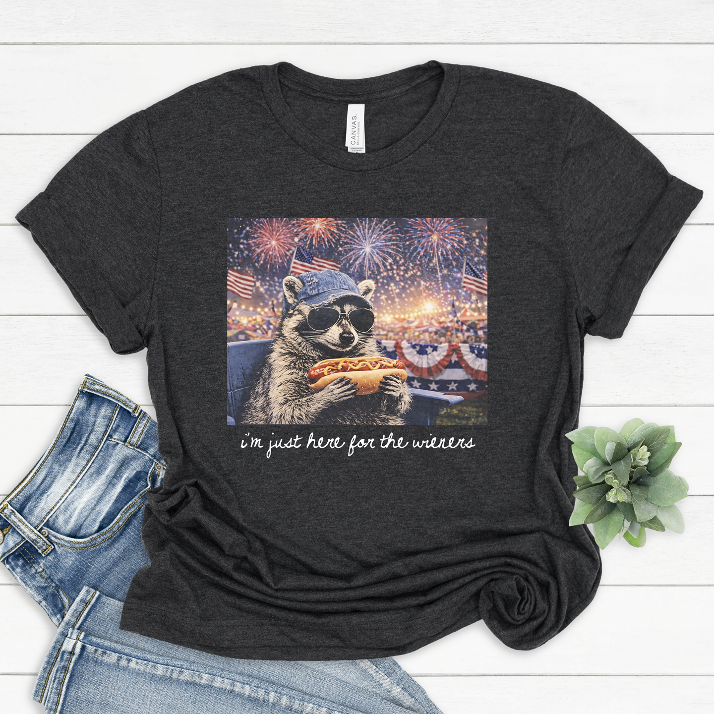 I'm Just Here For the Wieners Racoon Tee