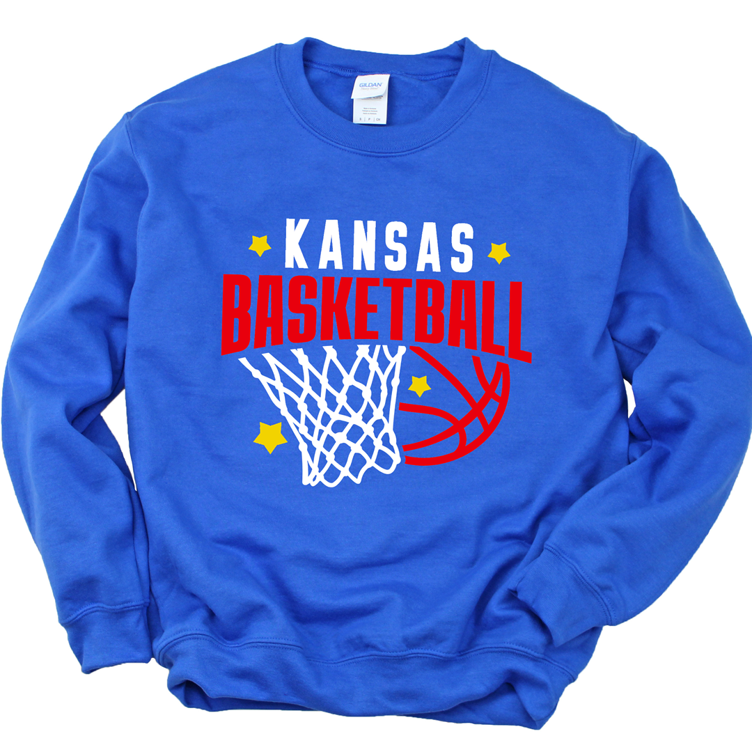 Kansas Basketball Hoop Stars Tee or Sweatshirt