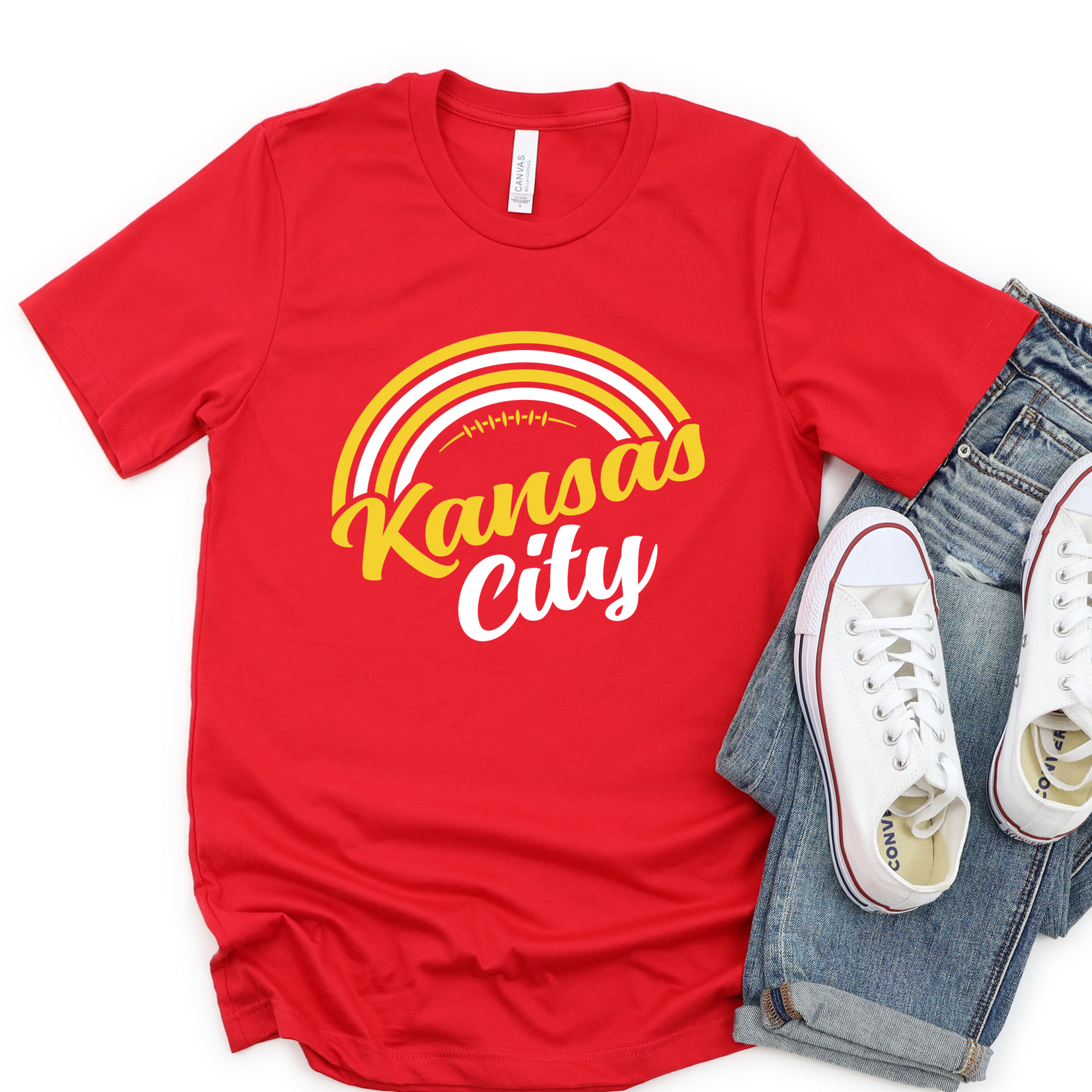 Kansas City Red 2-Color Rainbow Tee