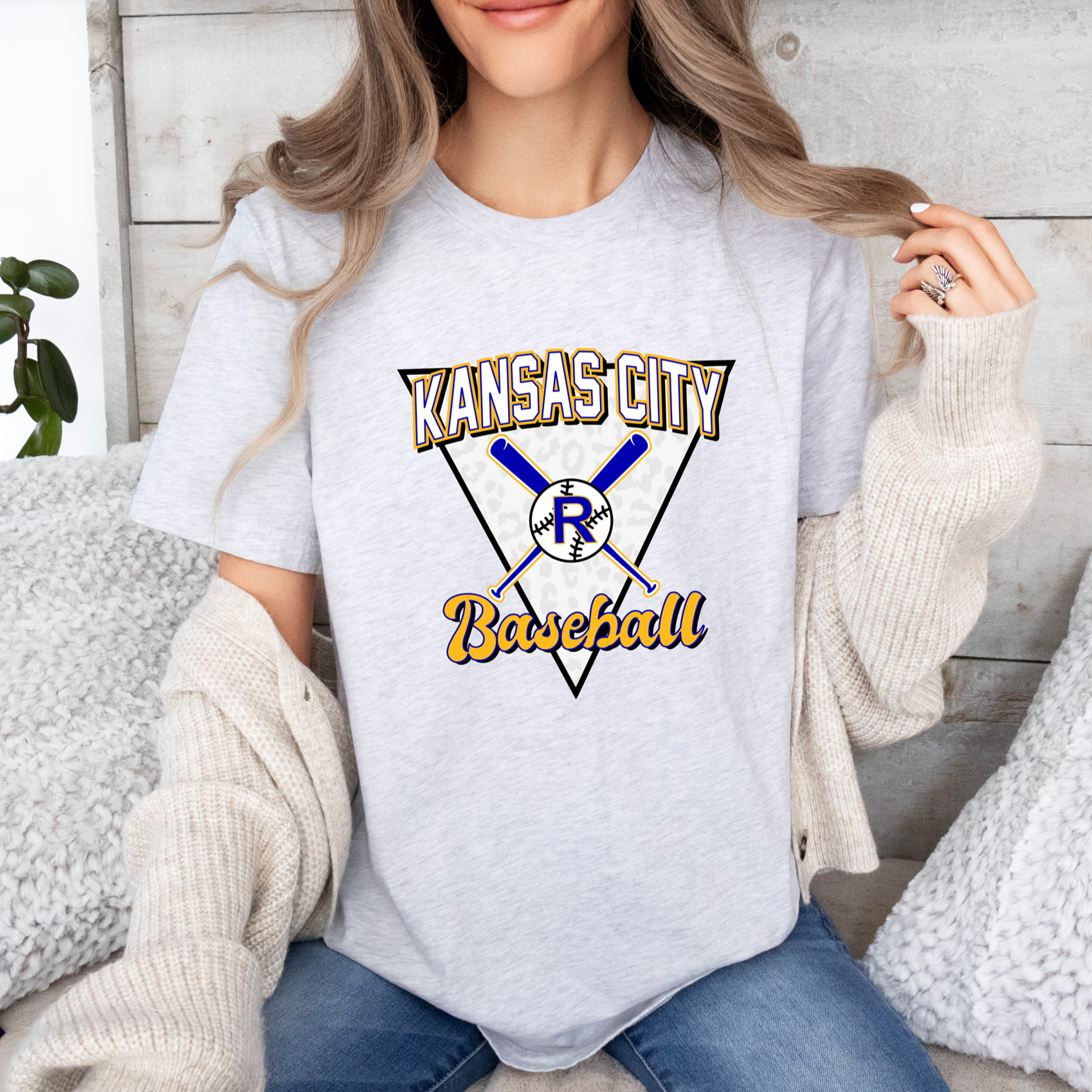 Kansas City Baseball Triangle Tee OR Sweatshirt
