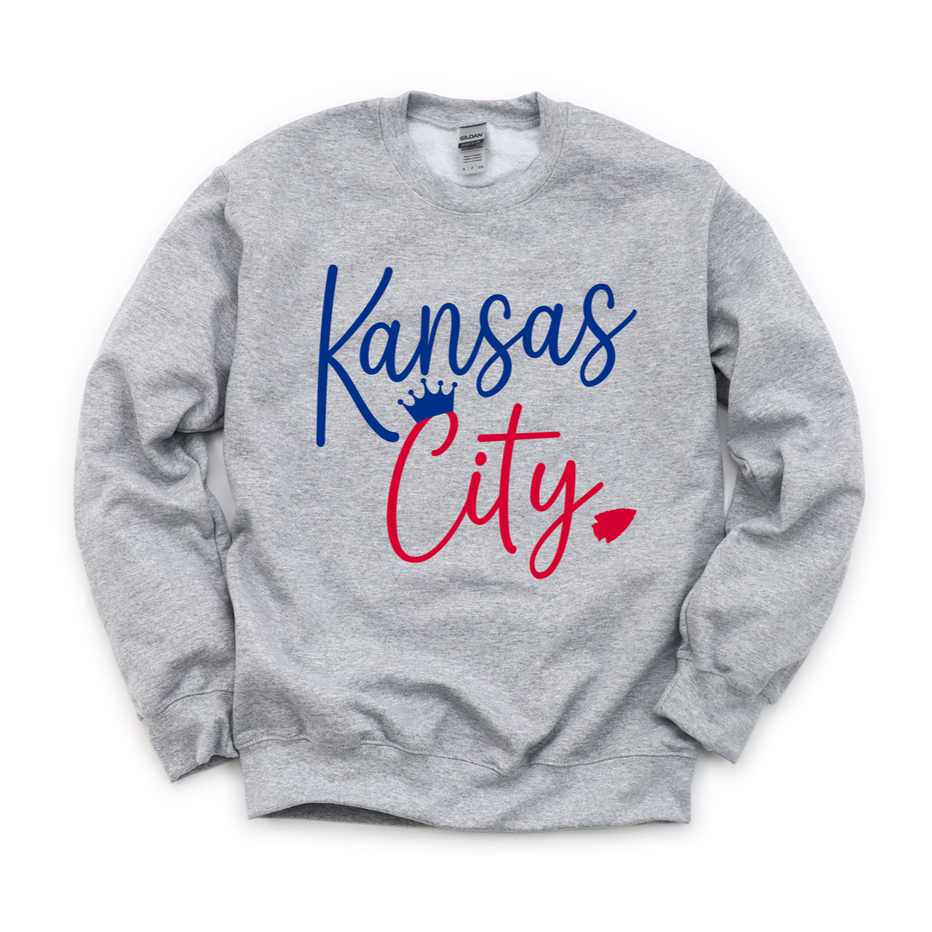 Kansas City Blue Red Script Tee or Sweatshirt