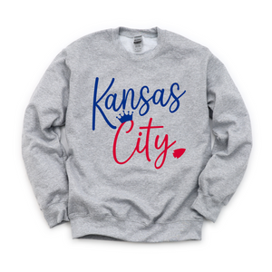 Kansas City Blue Red Script Tee or Sweatshirt