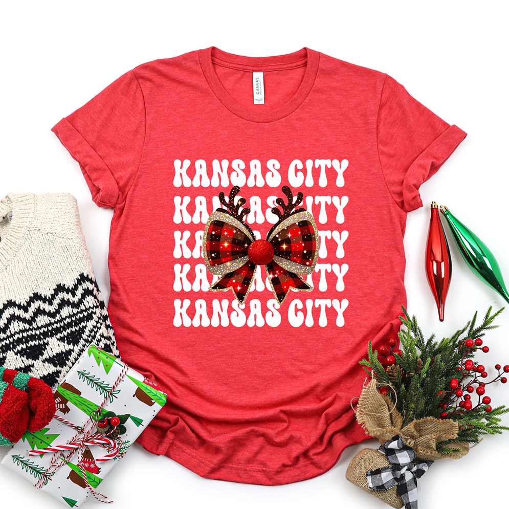 Kansas City Bow Reindeer Tee or Sweatshirt
