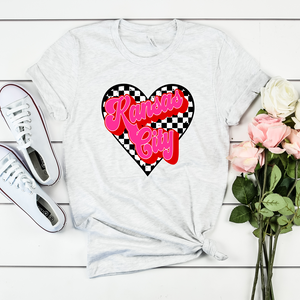 Kansas City Checker Heart Tee or Sweatshirt