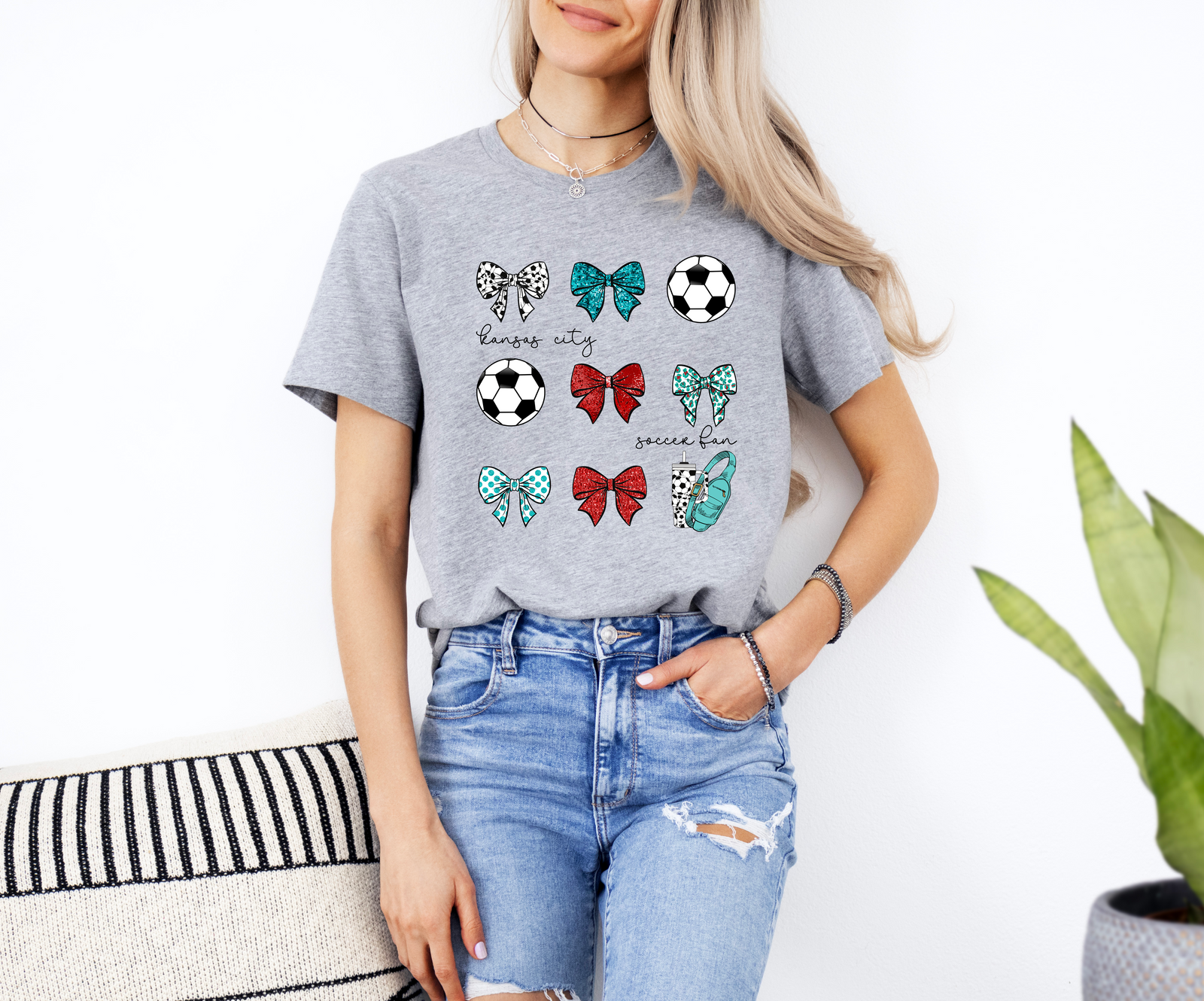 Kansas City Soccer Fan Bows Tee OR Sweatshirt