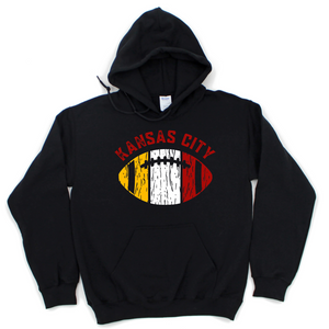 Kansas City Distressed Tri Football Tee or Sweatshirt