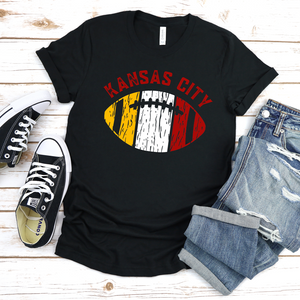 Kansas City Distressed Tri Football Tee or Sweatshirt
