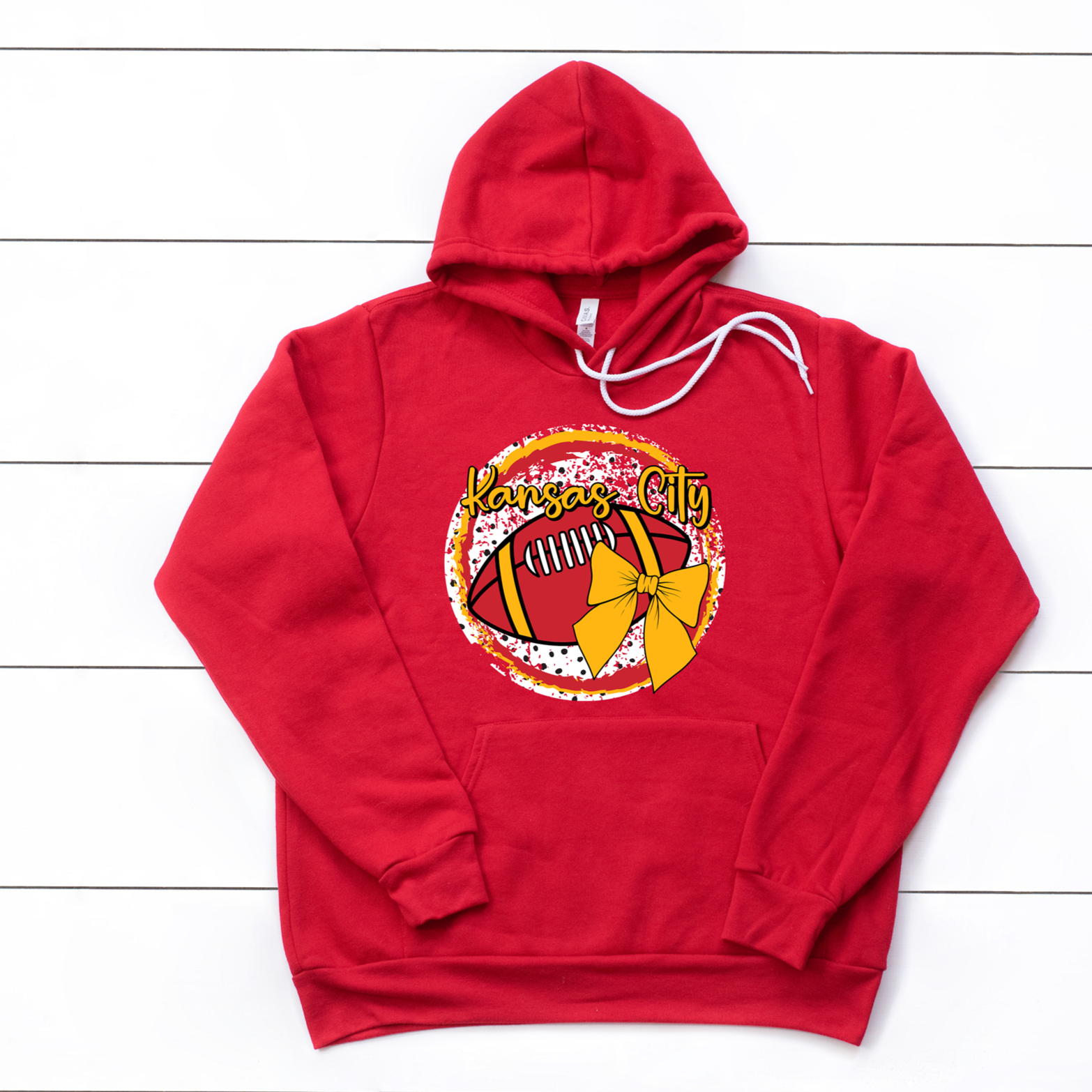 Kansas City Football Bow Round Tee OR Sweatshirt