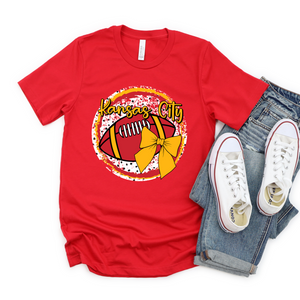 Kansas City Football Bow Round Tee OR Sweatshirt