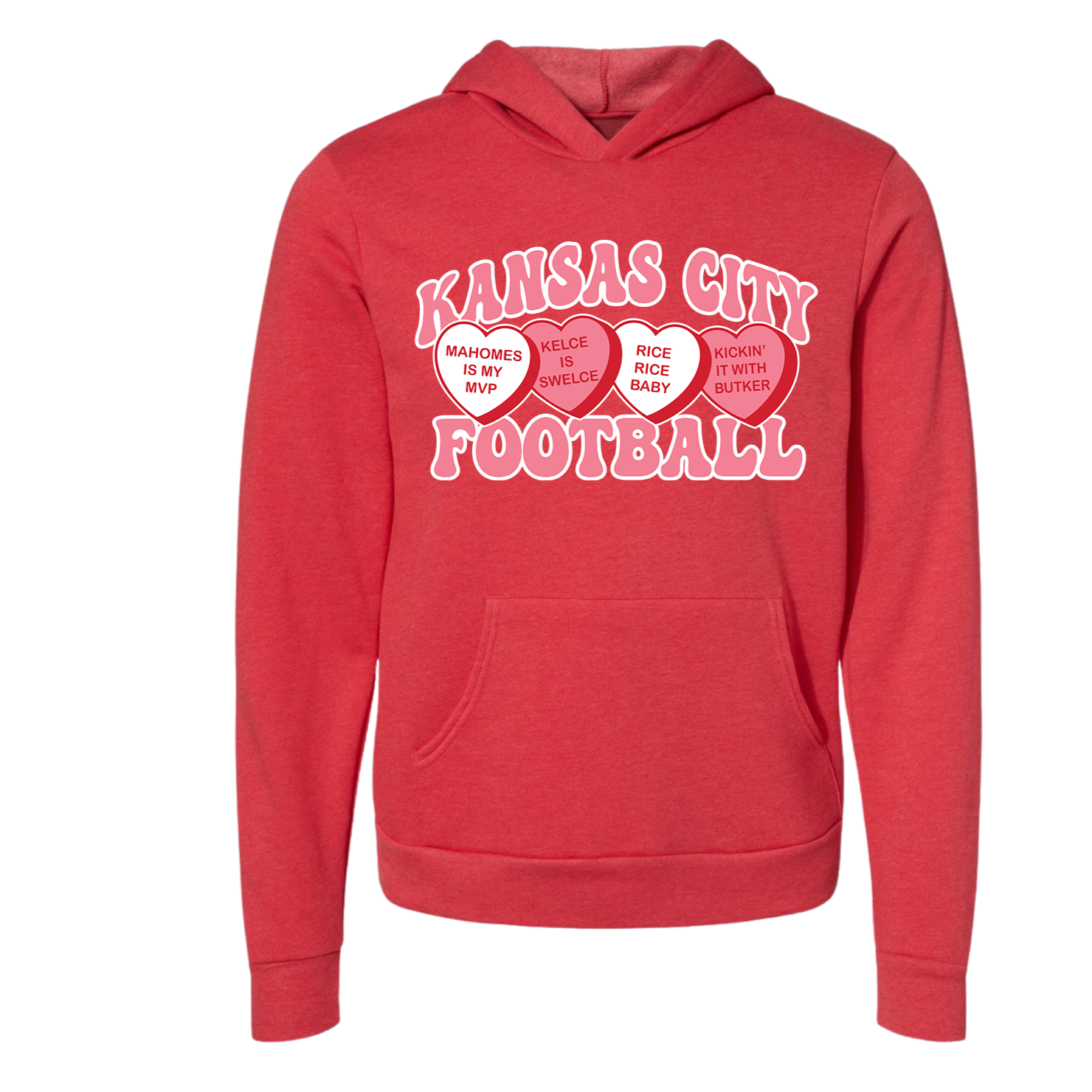 Kansas City Football Candy Hearts Tee OR Sweatshirt