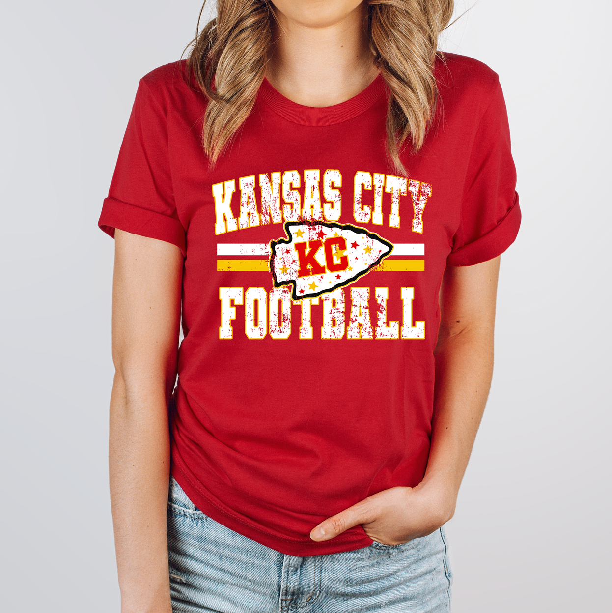 Kansas City Football Distressed Tee OR Sweatshirt