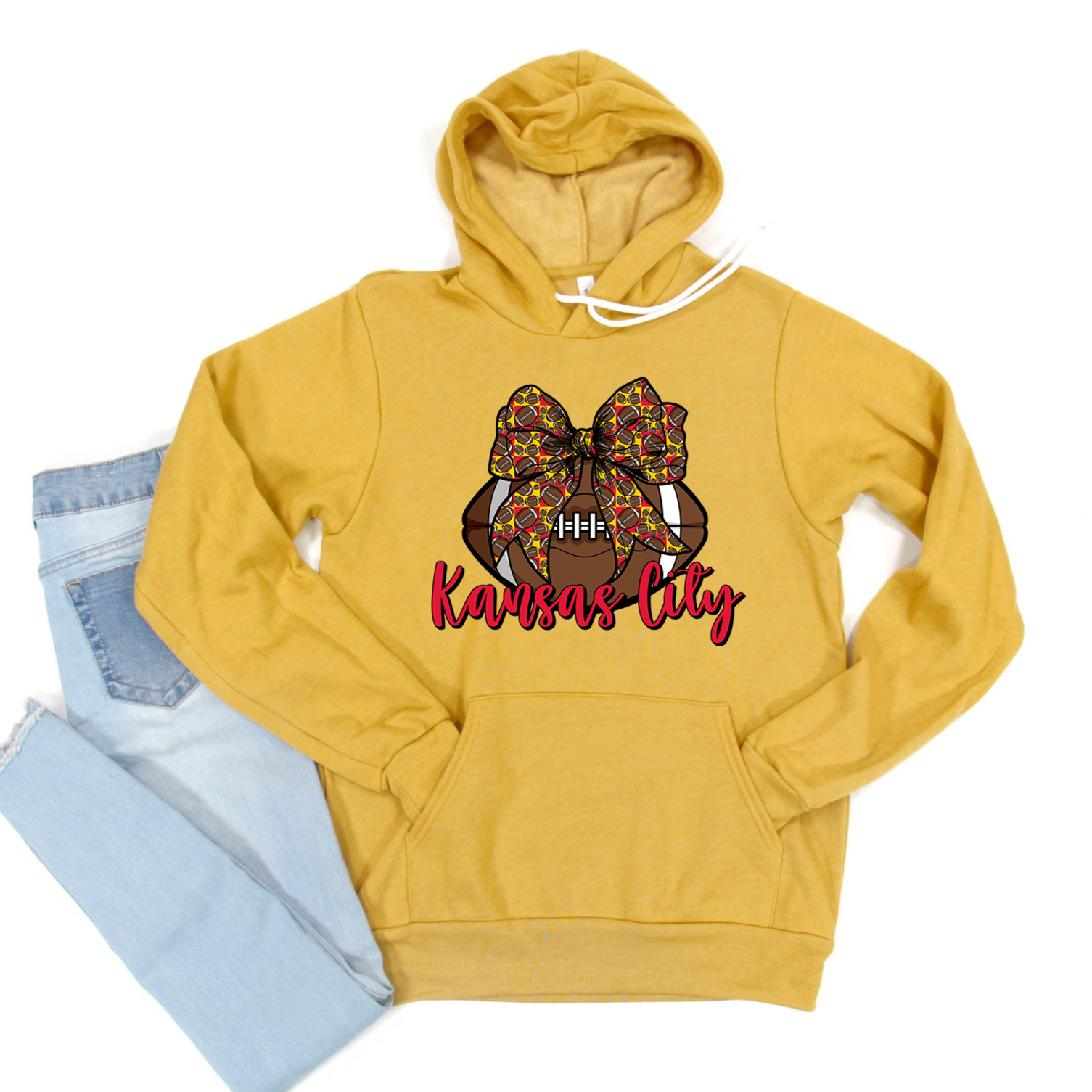 Kansas City Bow Football Tee OR Sweatshirt