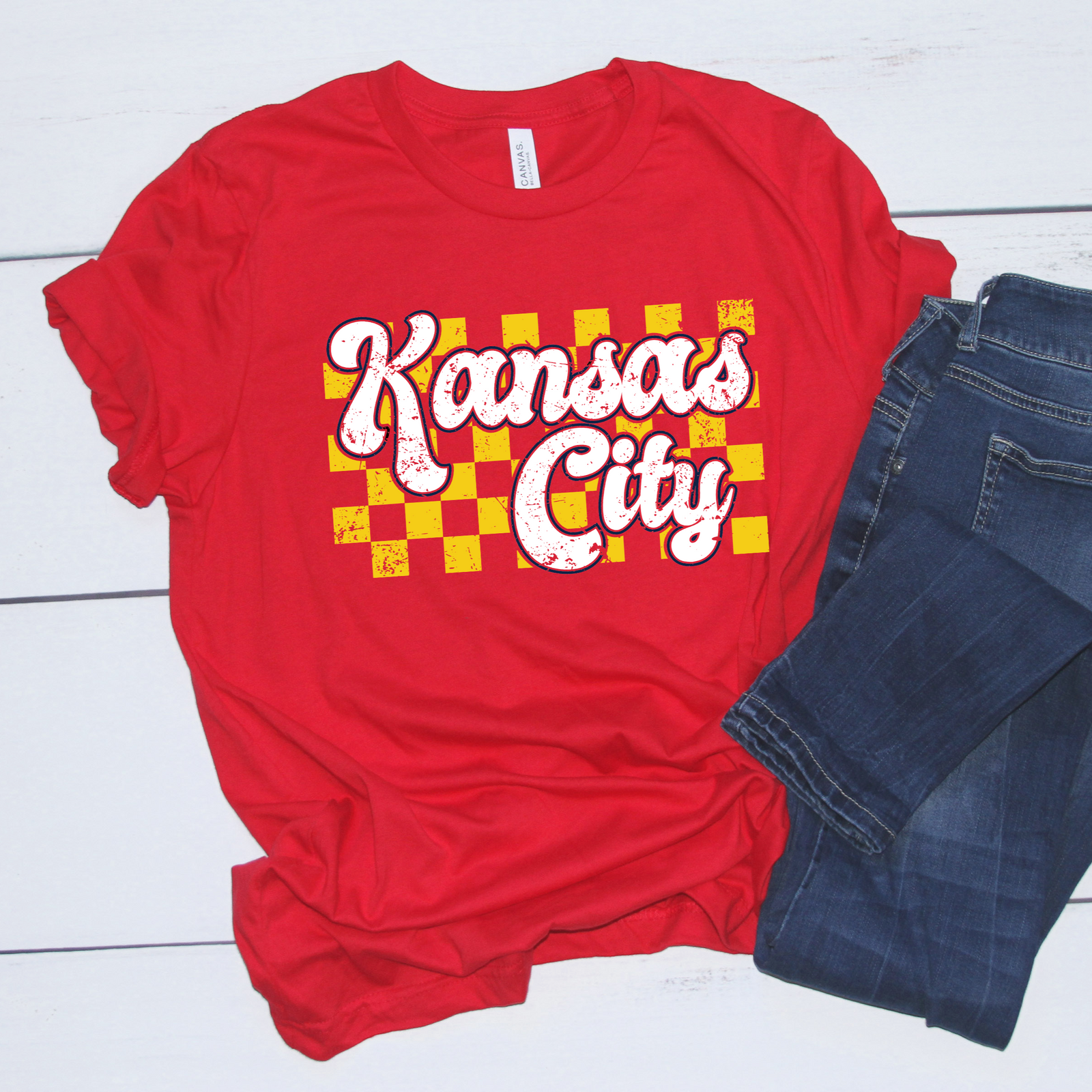 Kansas City Groovy Checkered Tee OR Sweatshirt