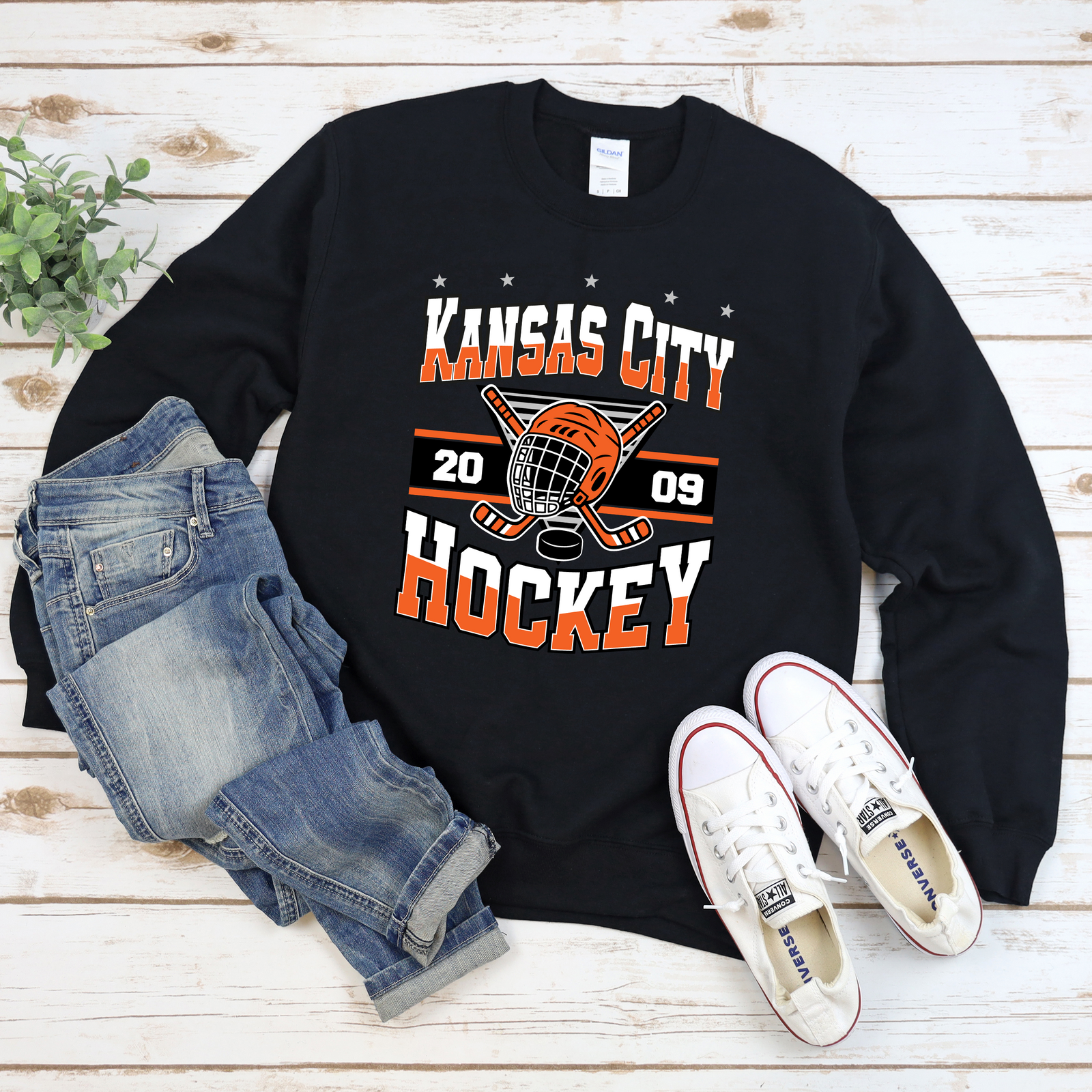 Kansas City Hockey Black Tee or Sweatshirt