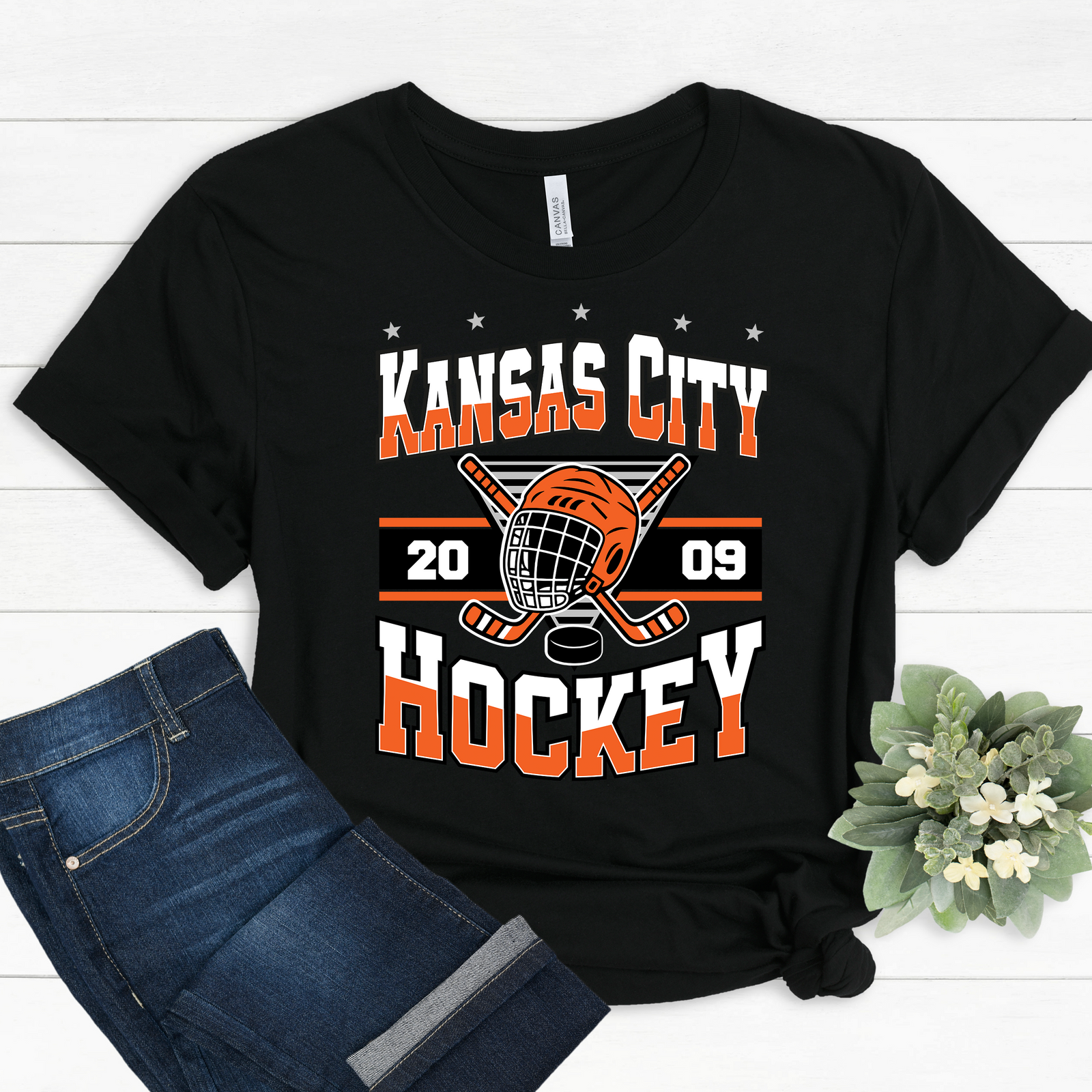 Kansas City Hockey Black Tee or Sweatshirt