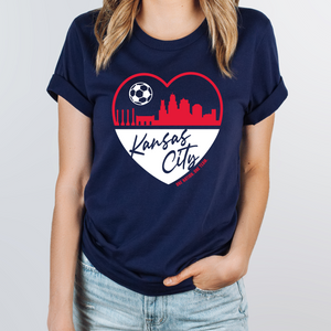 Kansas City Navy Heart Soccer Tee