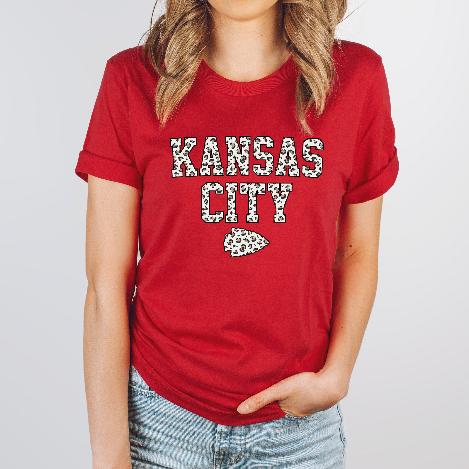 Kansas City Leopard Arrowhead Tee OR Sweatshirt