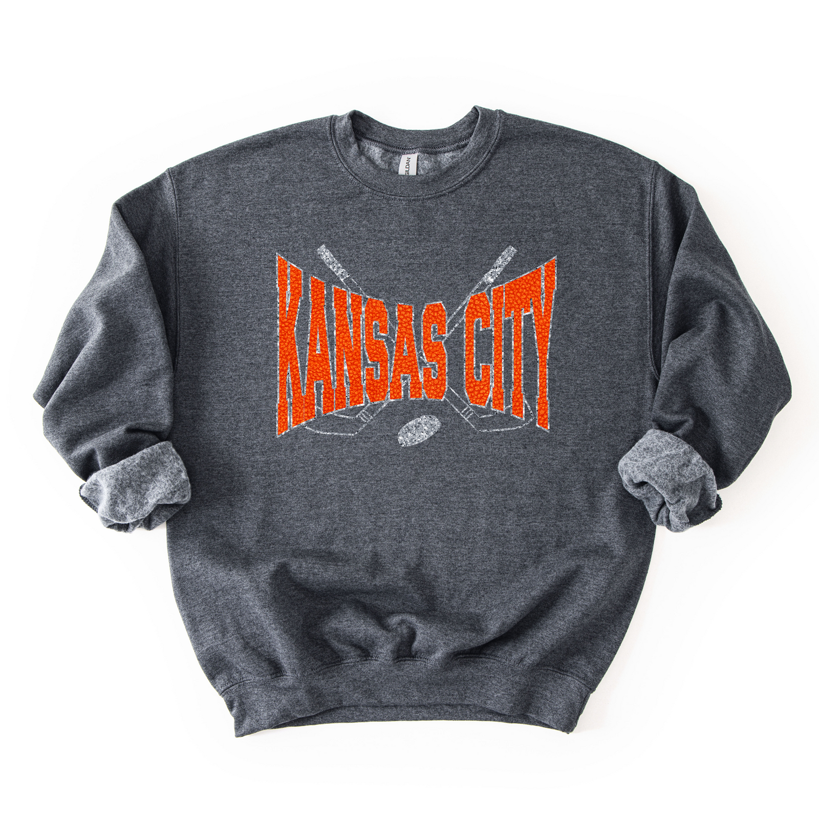 Kansas City Hockey Orange Glitter Tee or Sweatshirt
