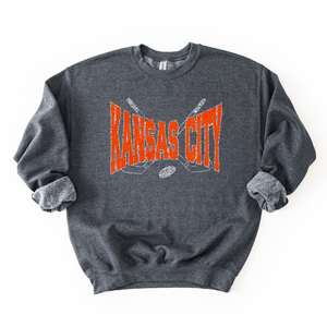 Kansas City Hockey Orange Glitter Tee or Sweatshirt