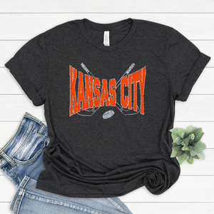 Kansas City Hockey Orange Glitter Tee or Sweatshirt