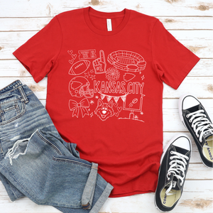 Kansas City Red Doodle Tee OR Sweatshirt