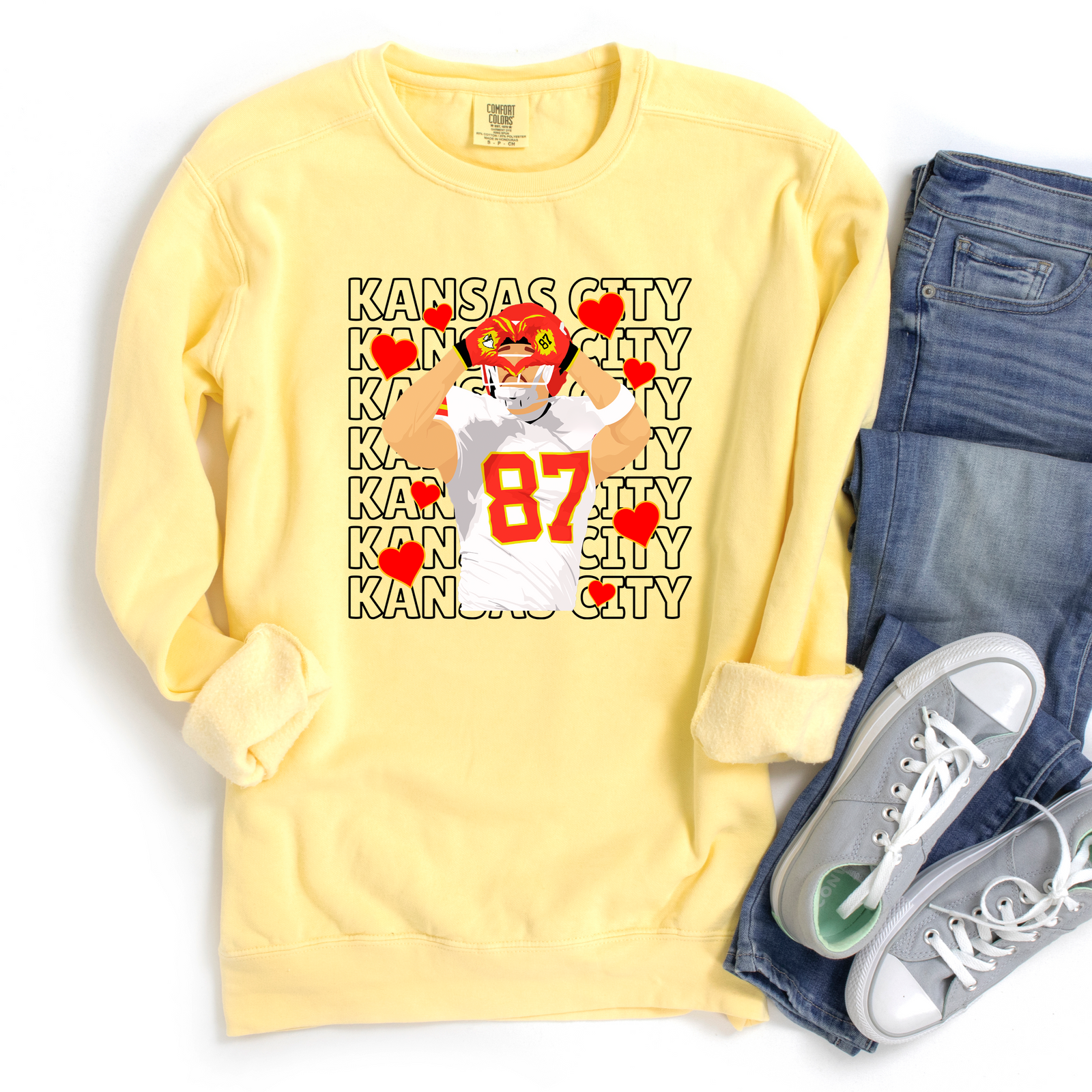 Kansas City Repeat Kelce Hearts Tee OR Sweatshirt