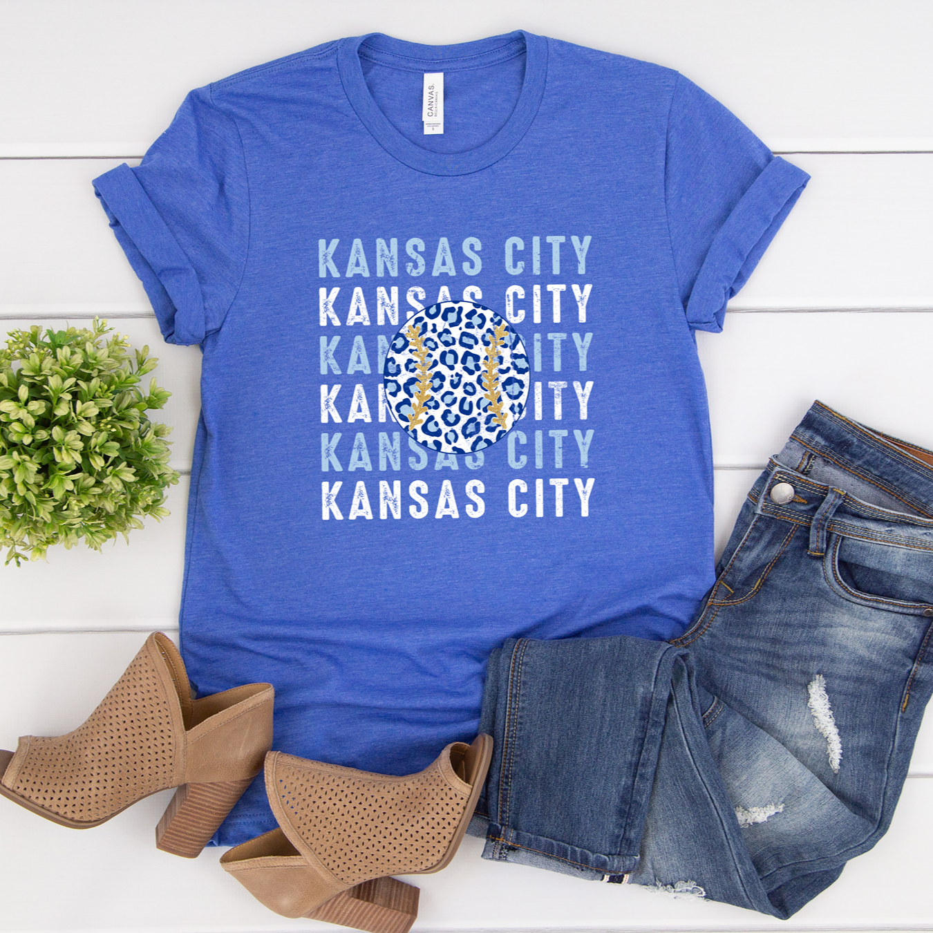 Kansas City Baseball Repeated Leopard Tee OR Sweatshirt